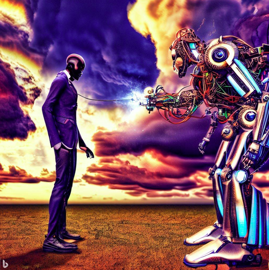AI-Bild på människa VS robot